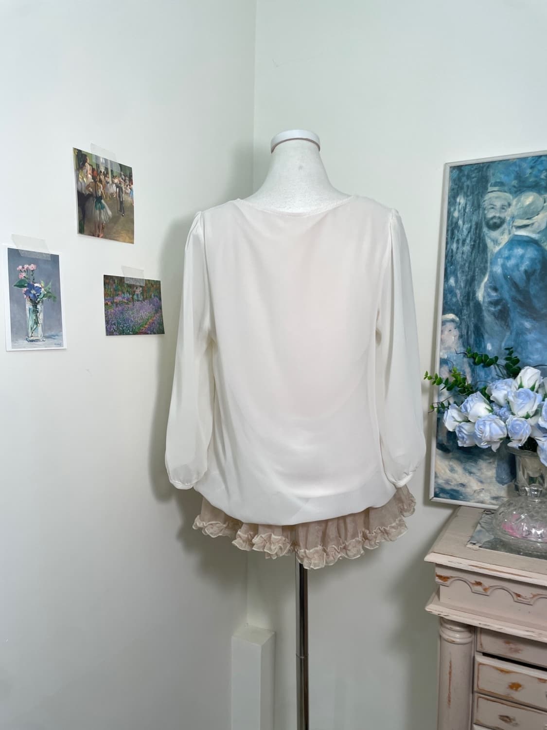 pink ivory pleats lovely blouse(size-11) 상품이미지3