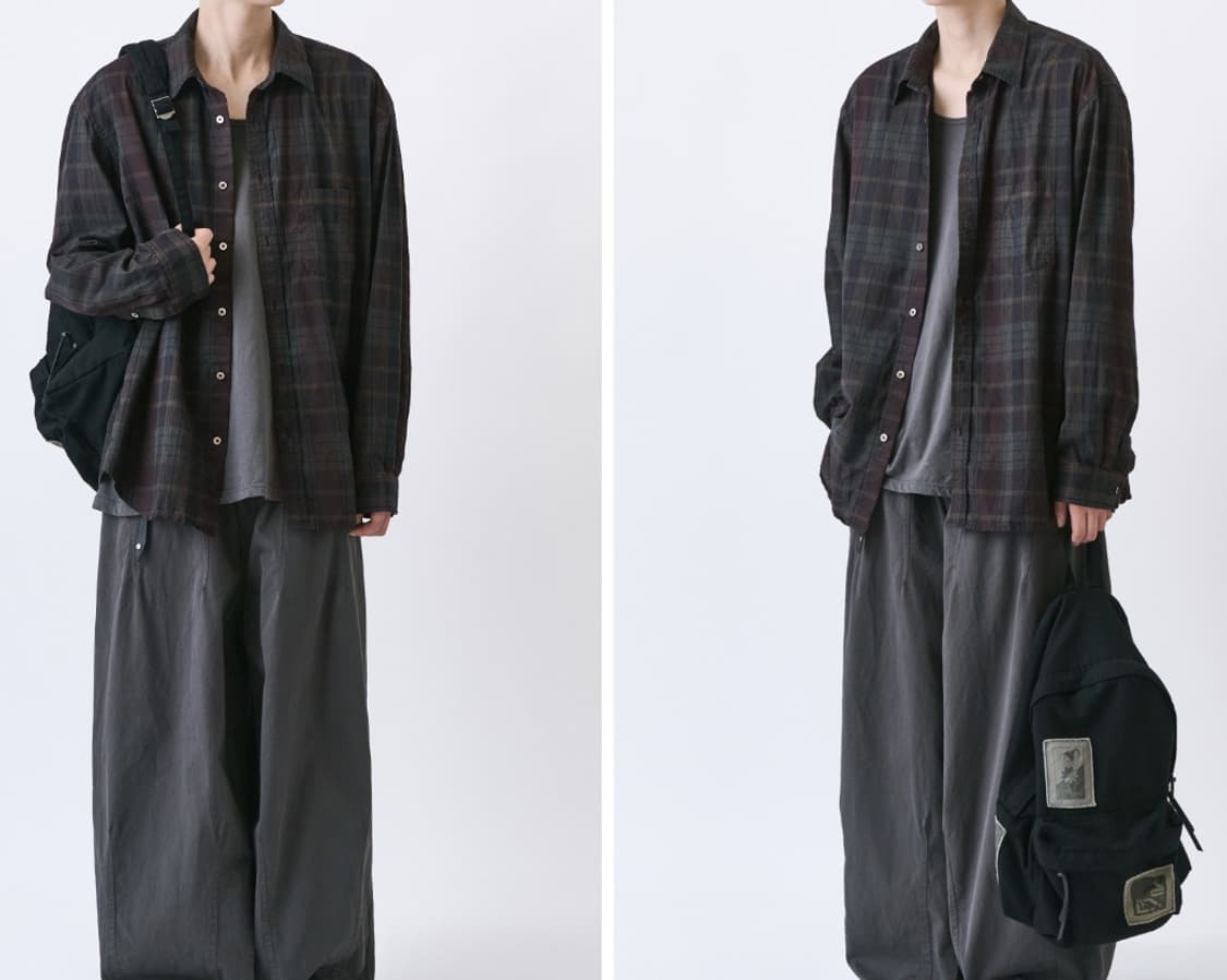 L)이얼즈어고 잉크 다이드 보일드 포이카 셔츠 상품이미지3