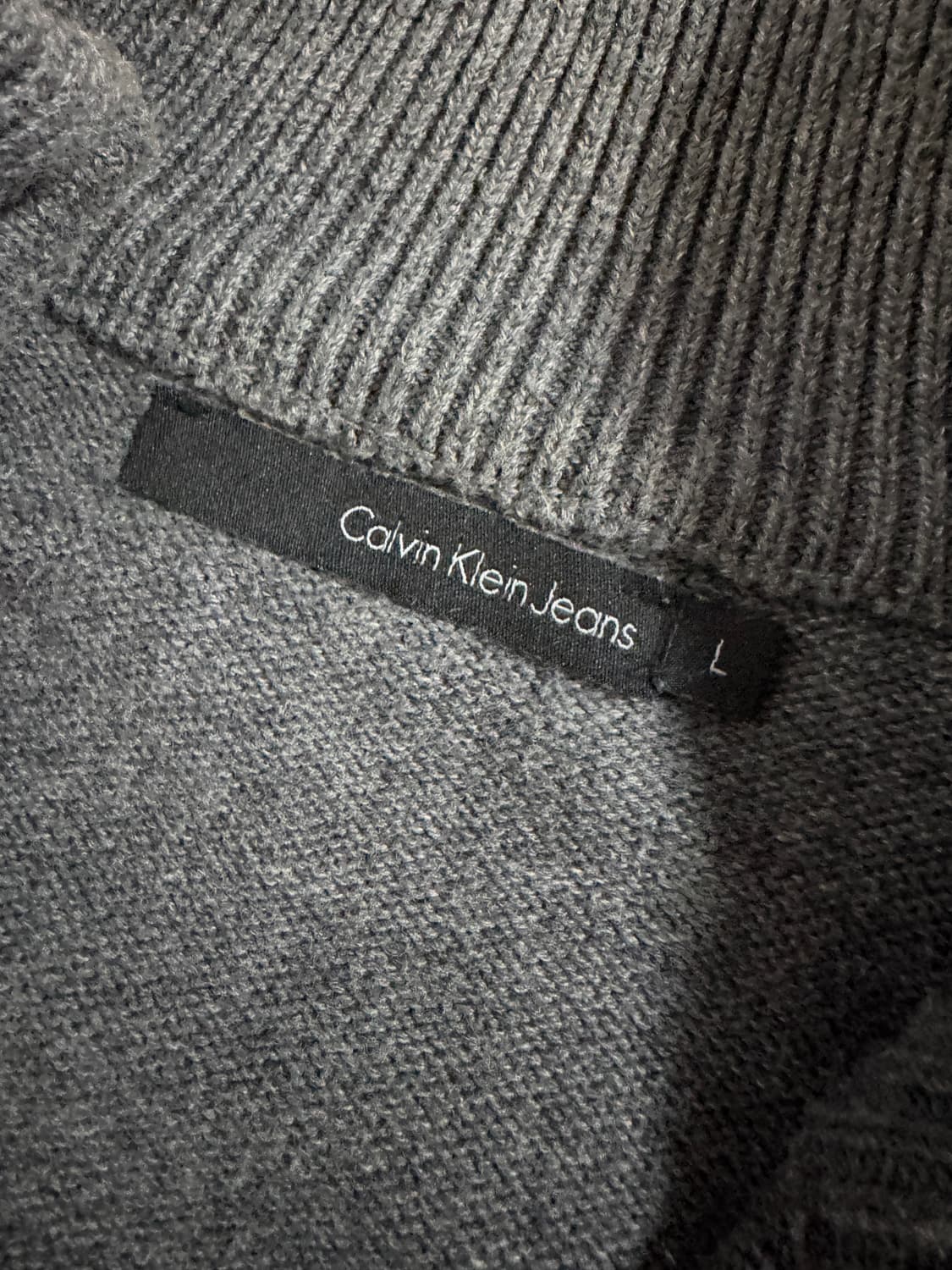 캘빈클라인 스펠로고 코튼 니트 집업 L 빈티지 그레이 상품이미지3