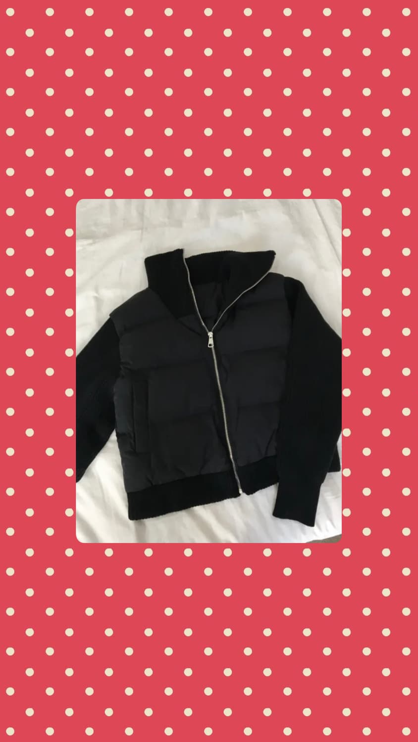 루즈핏 웰론 카라 니트패딩 점퍼 집업 블랙 상품이미지1