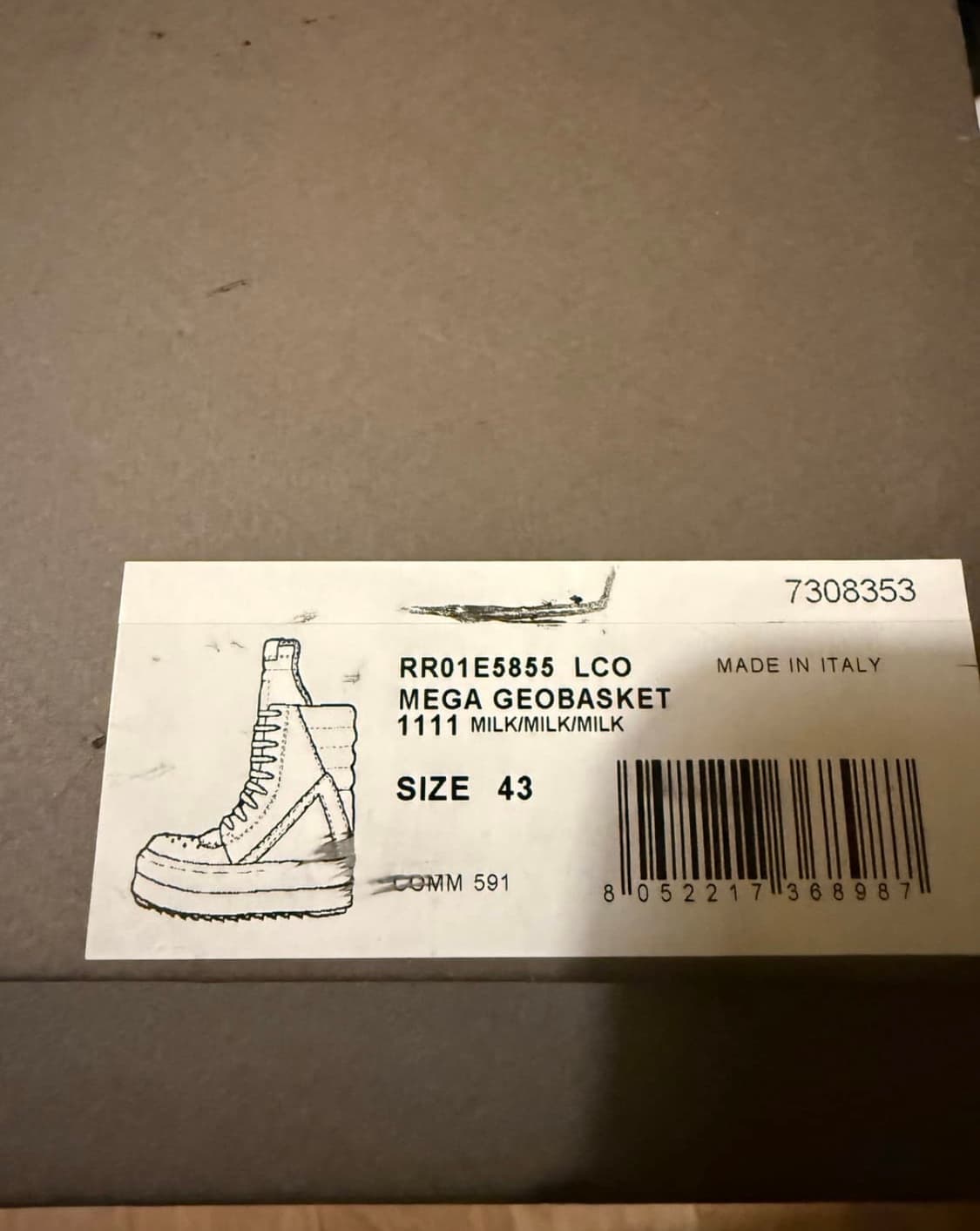 릭오웬스 메가범퍼 지오바스켓 밀크 43 상품이미지2