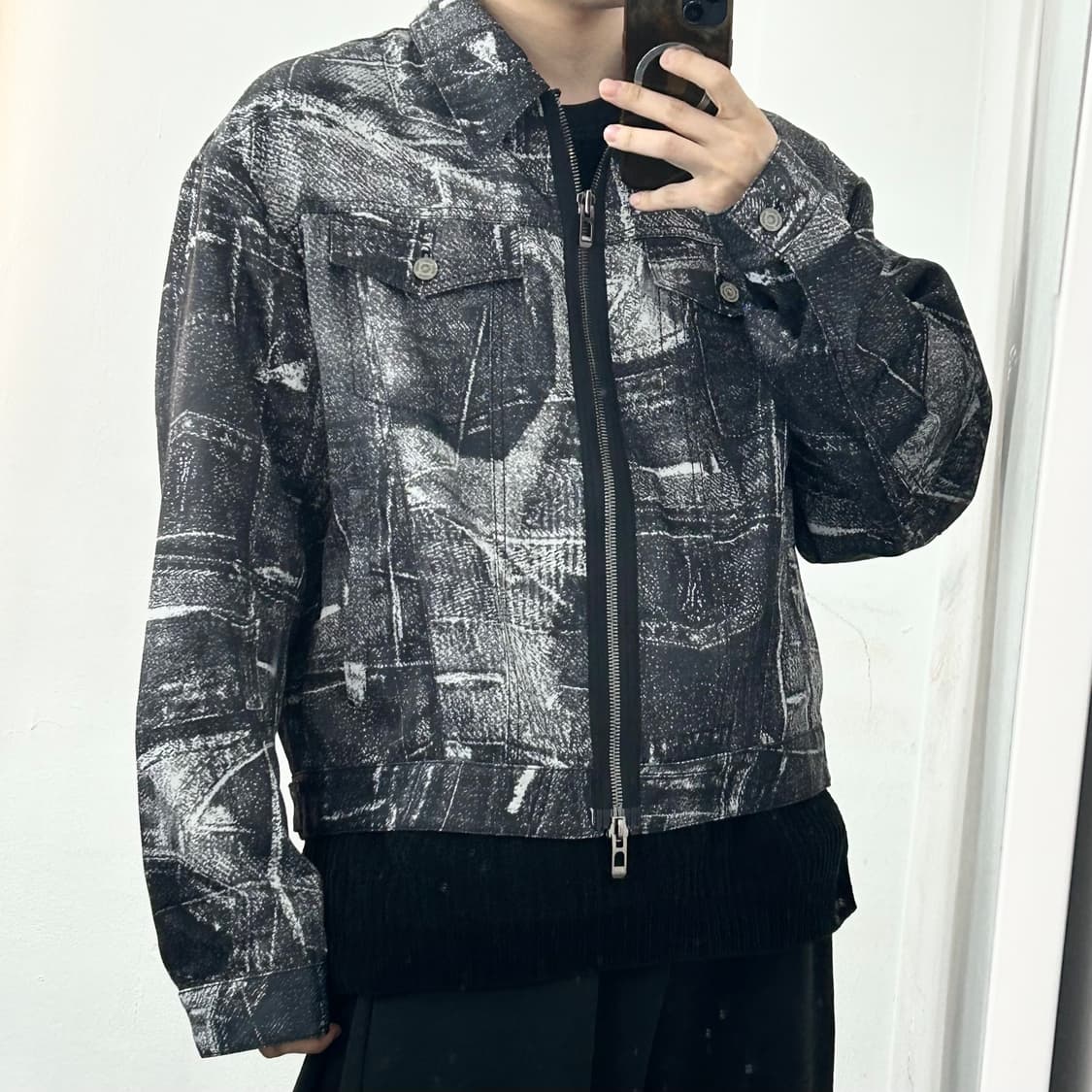 메종 미네드 블랙 웨이브 프린팅 자켓 상품이미지2