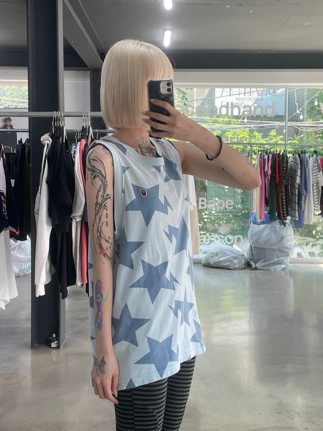 베이프 스타 패턴 블루 나시 상품이미지1