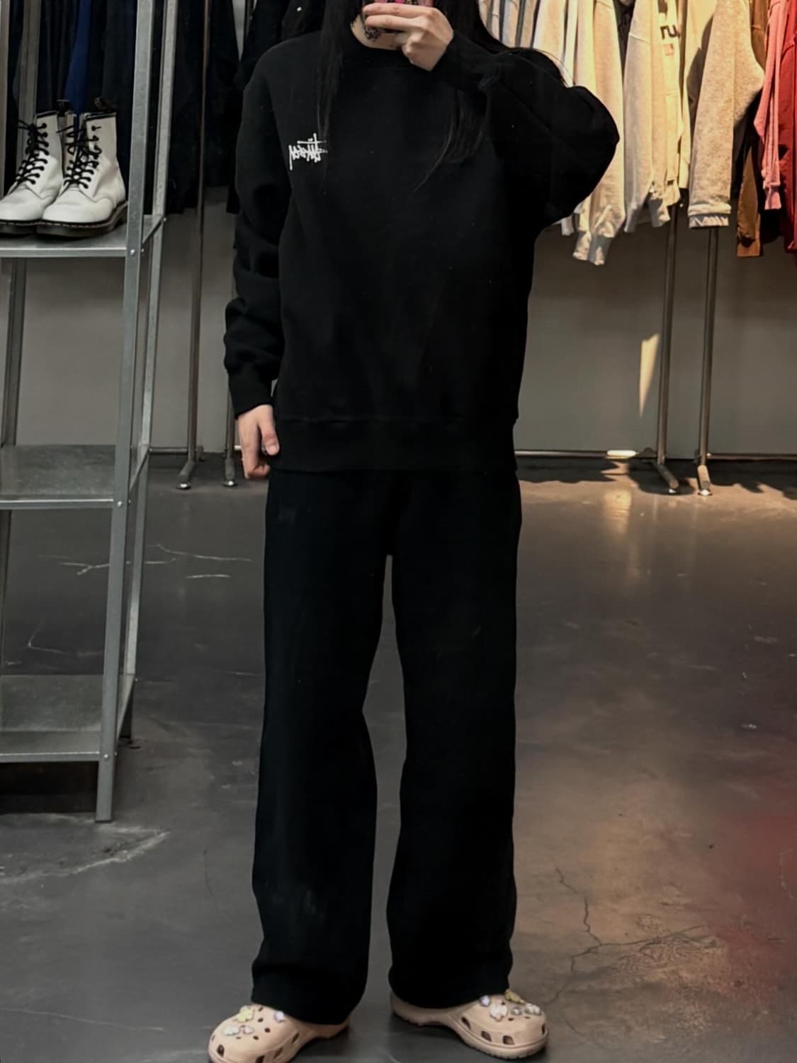 스투시 베이직로고 블랙 스웻셔츠A3576 상품이미지1