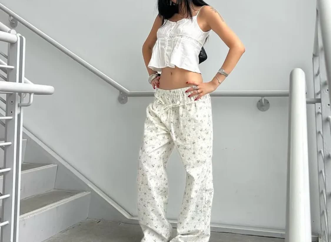 썬번프로젝트 플라워 스트링 코튼 팬츠 상품이미지2