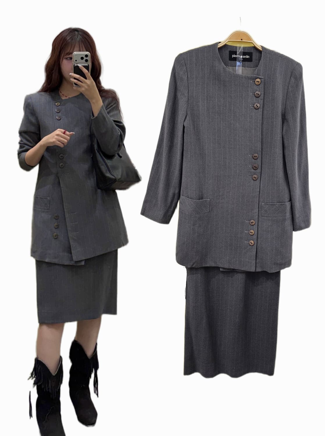 Pierre cardin 그레이 스트라이프 셋업 상품이미지2