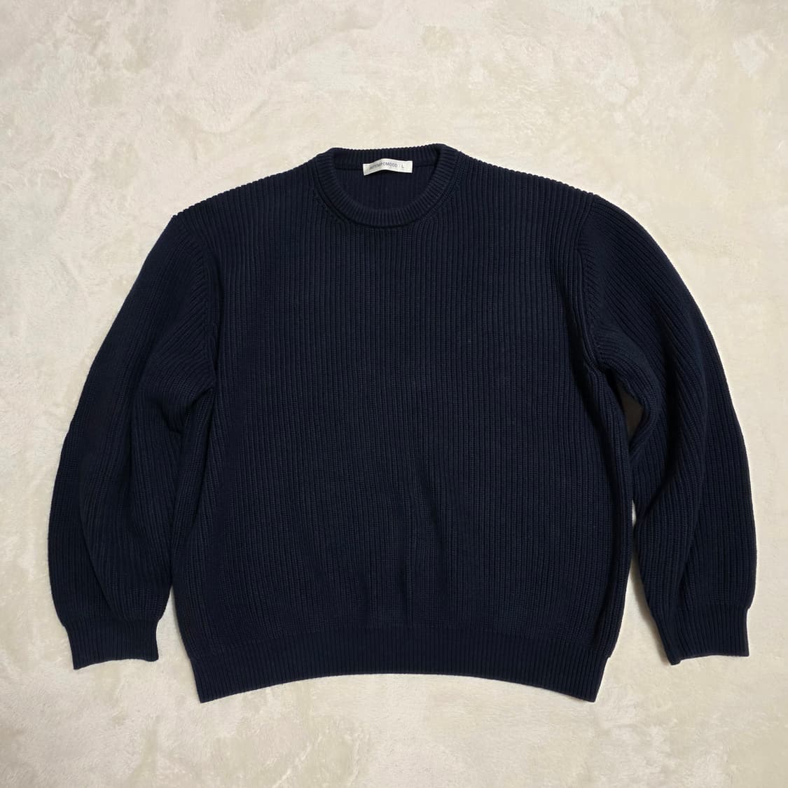 (L)인템포무드 하찌 엘보 볼륨 풀오버 니트 네이비 상품이미지1