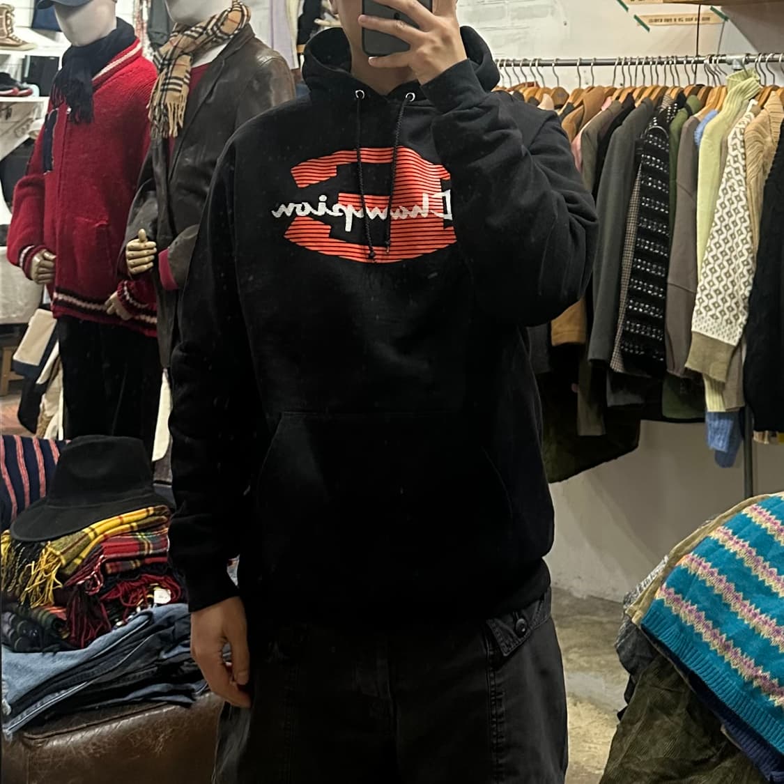 (착용컷) Champion 프린팅 후드 티셔츠 (남성용 100) 상품이미지3