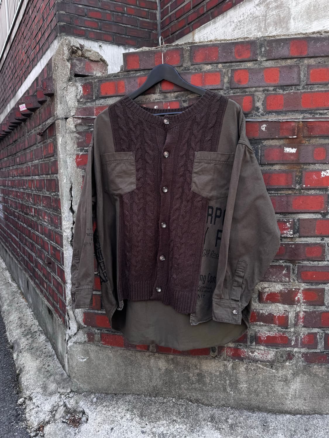 큐브슈가 니트 믹스 레터링 셔츠  상품이미지2