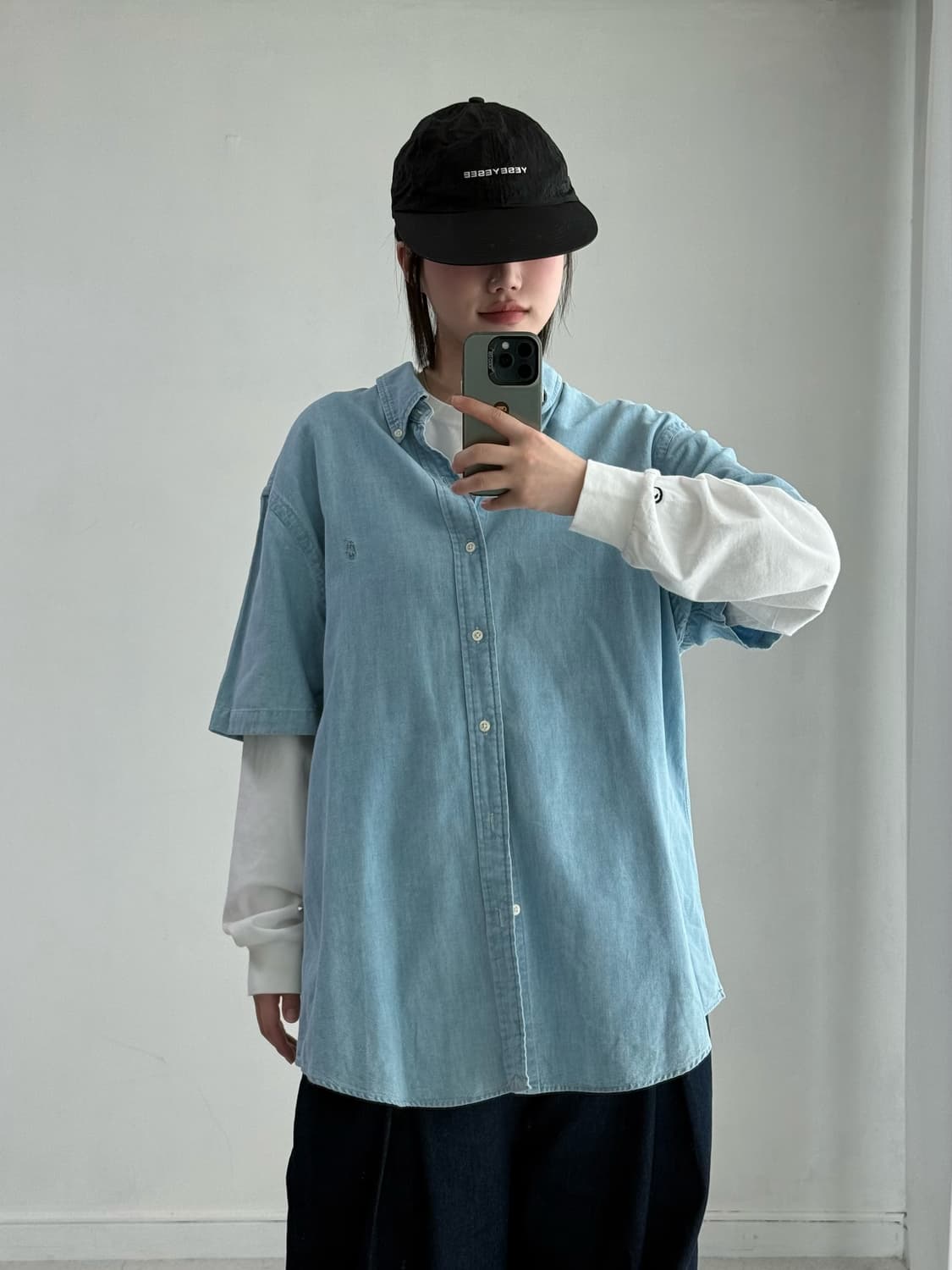 폴로 샴브레이 반팔 셔츠 상품이미지1