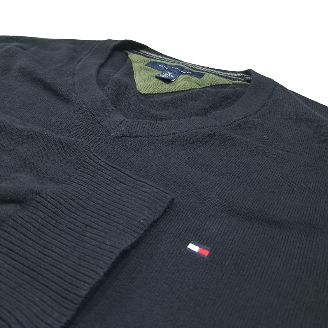 CL783 2XL 타미힐피거 코튼 브이넥 블랙 니트 스웨터 상품이미지4