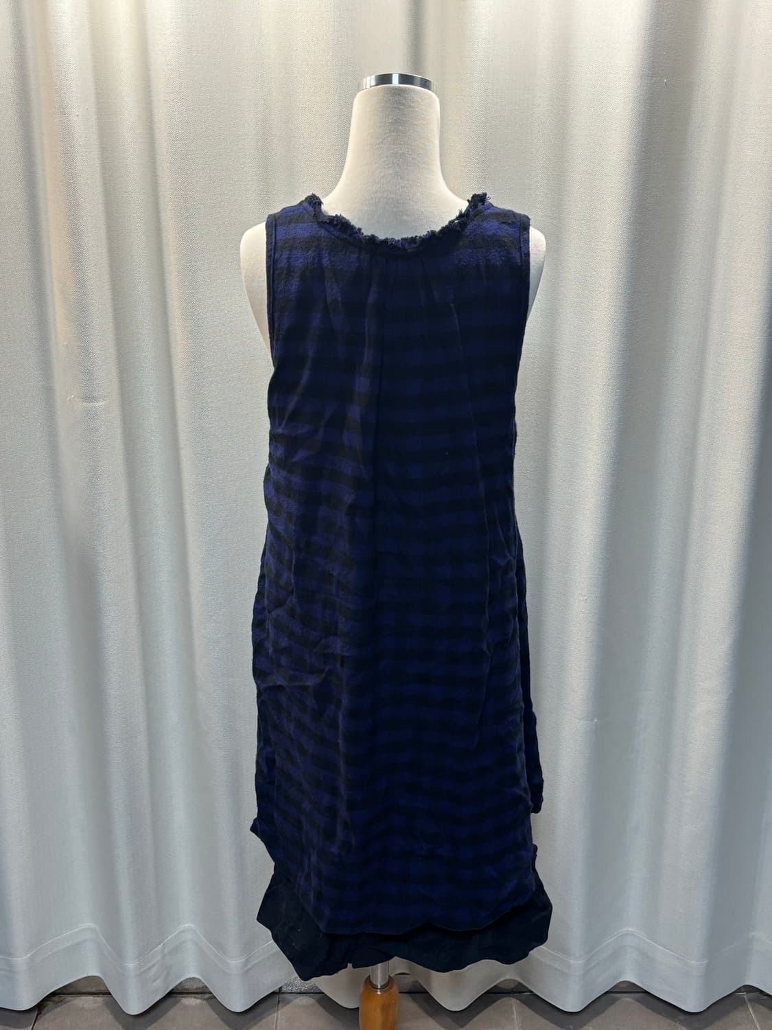 모리걸 블루블랙 체크 민소매 원피스 상품이미지2