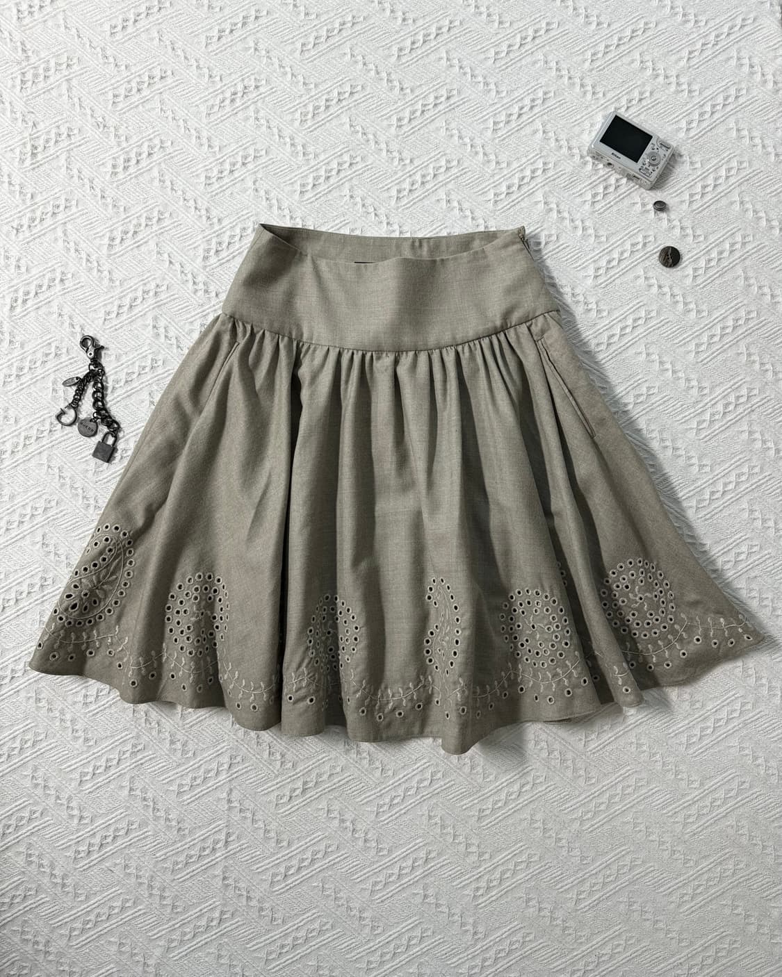 울 레이어드 니트 플라워 모티프 스커트 2pcs SET 상품이미지7