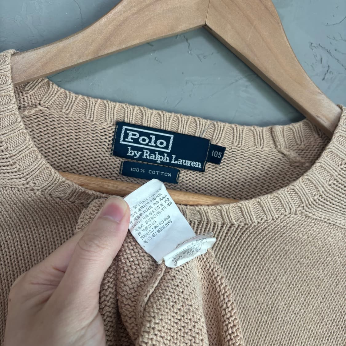 폴로 랄프로렌 라운드넥 니트 카멜 베이지 상품이미지3