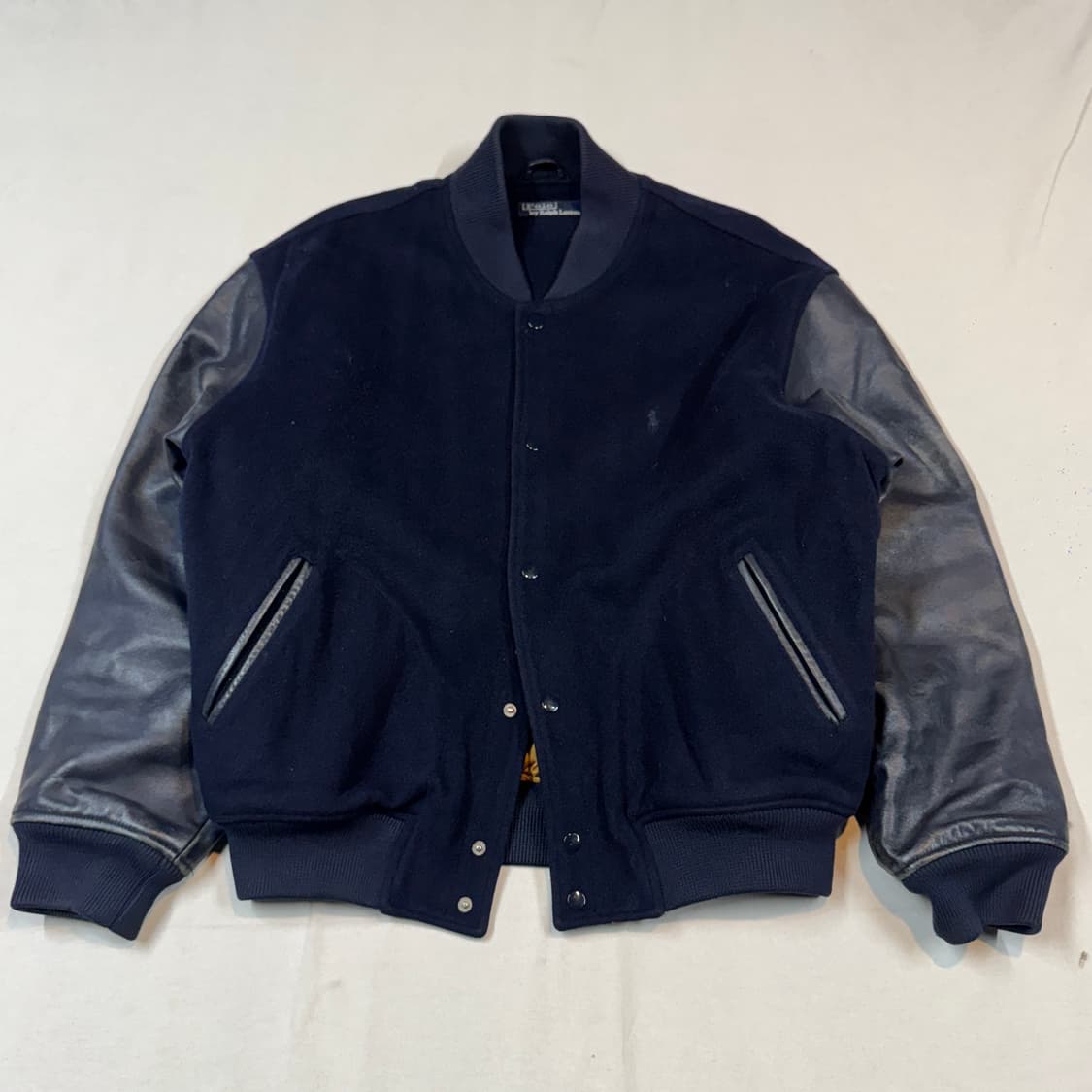XL) 폴로 랄프로렌 네이비 소가죽 울 바시티 자켓 상품이미지1