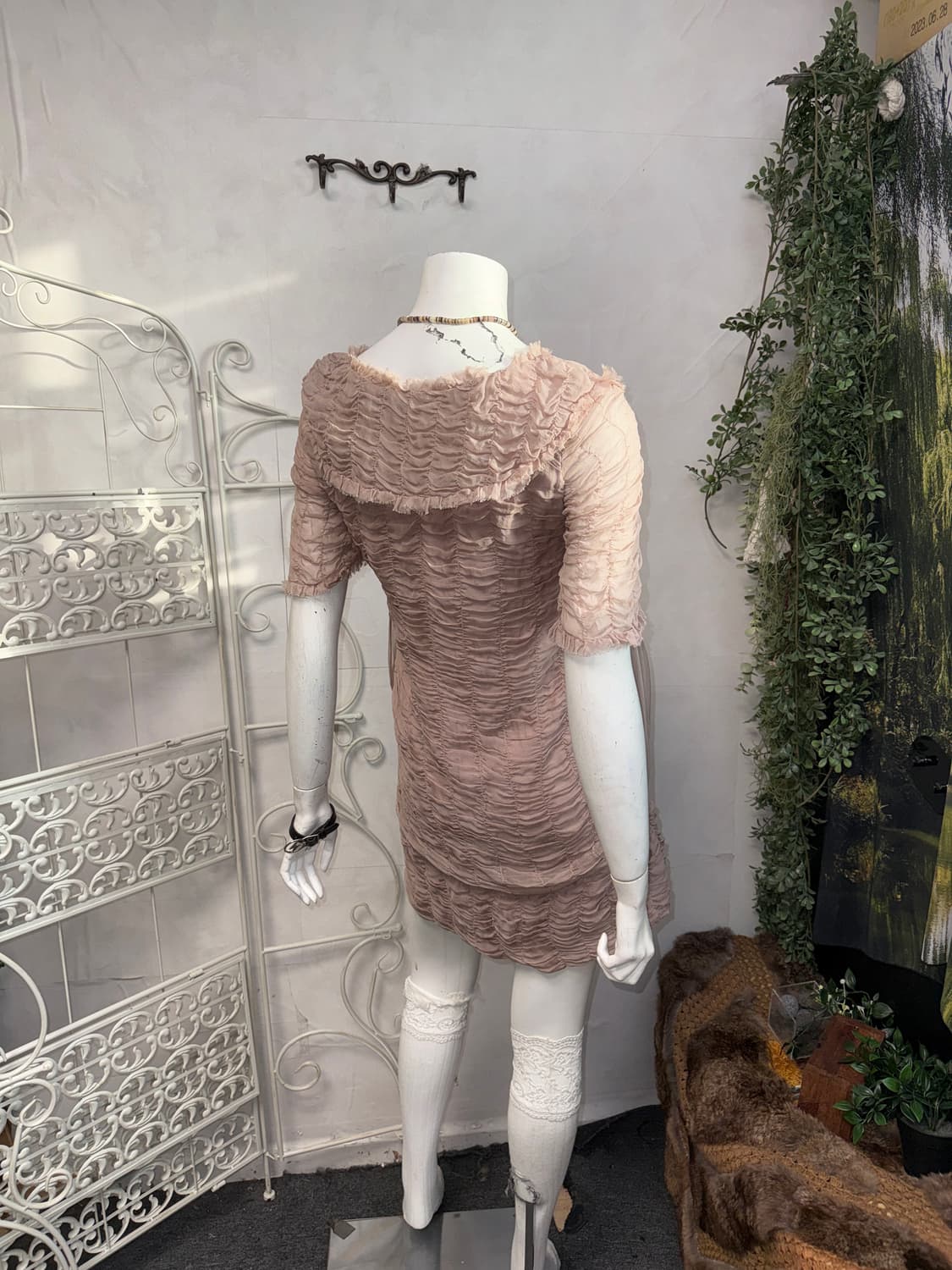 Indi pink fairy shirring ruffle silk ops 상품이미지3