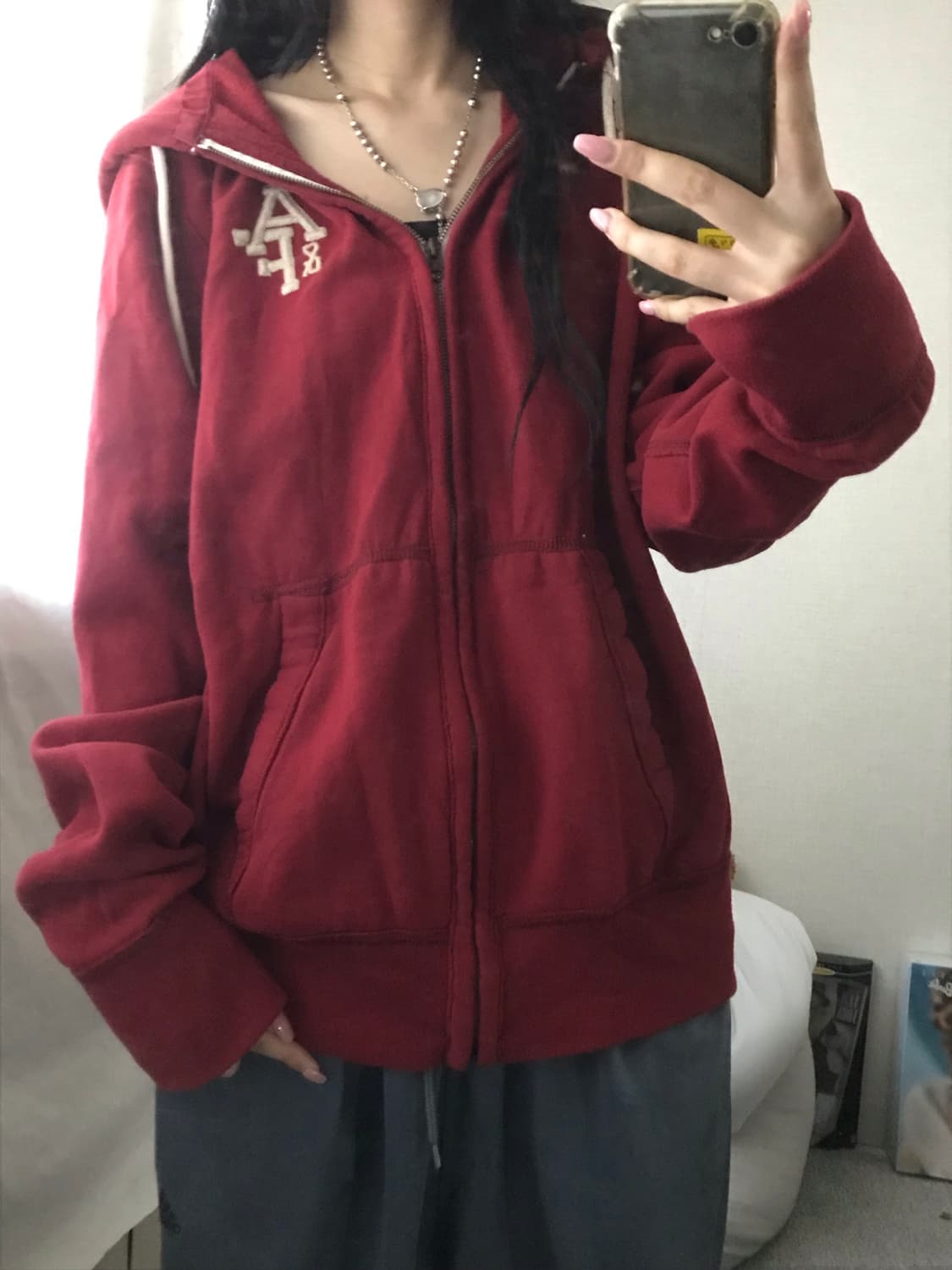 아베크롬비 딥레드 후드집업 상품이미지6