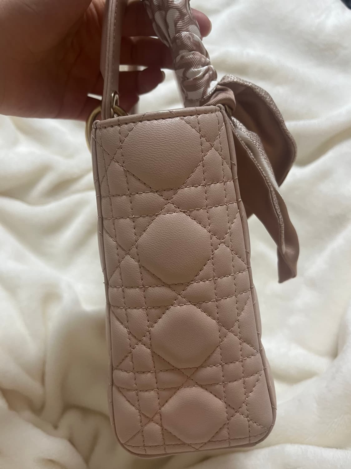 [정품] 레이디디올 스몰 디올 숄더백 가방 백 파우더핑크 미챠 스카프 상품이미지3