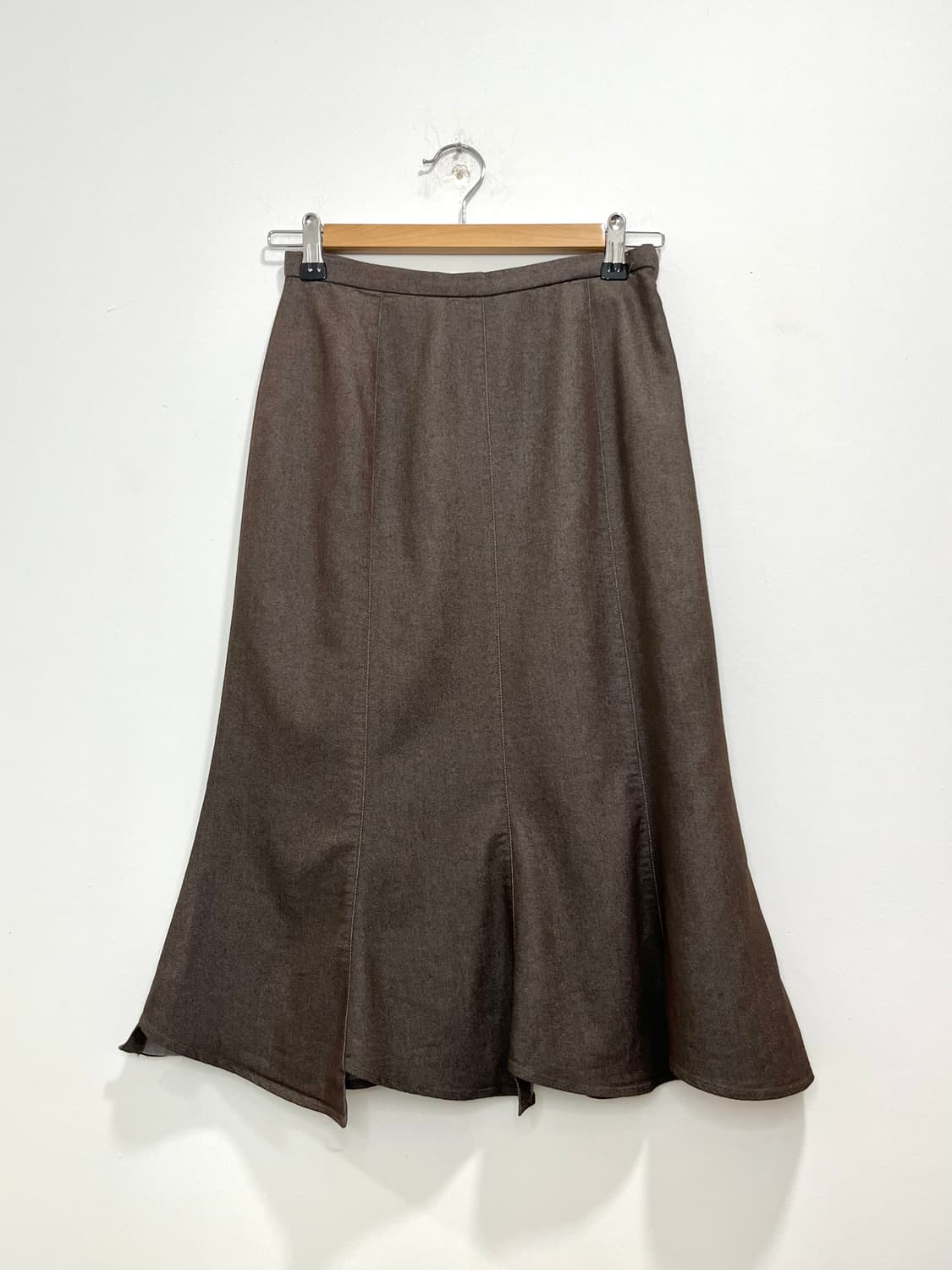 일본 빈티지 모리걸 브라운 플레어 미디 스커트 상품이미지1