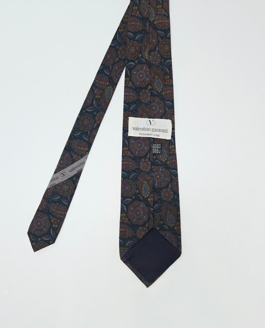 발렌티노 그린 페이즐리 실크 넥타이 상품이미지1