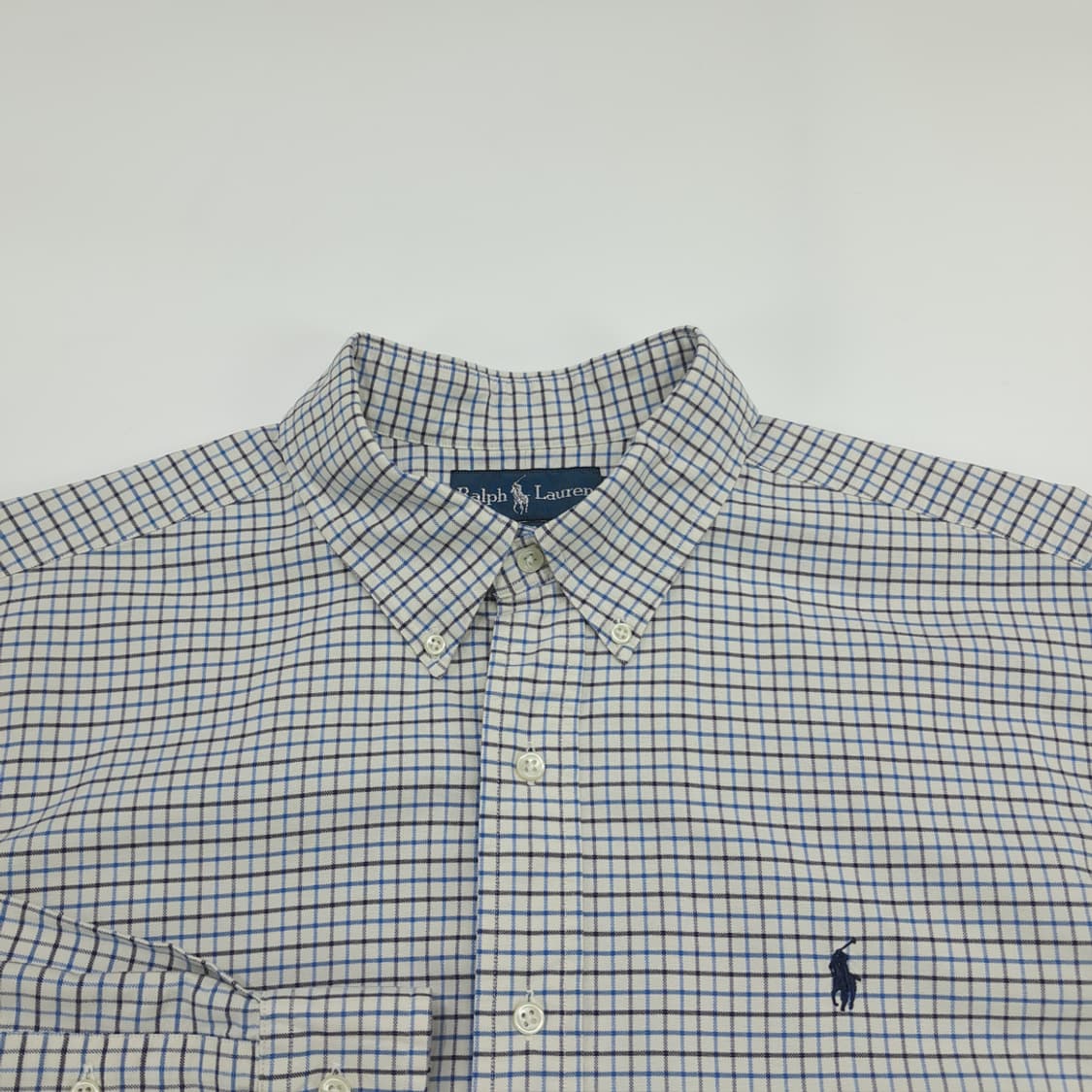 Co868 XL 폴로 랄프로렌 블루블랙 마이크로체크 긴팔 셔츠 남방 상품이미지3