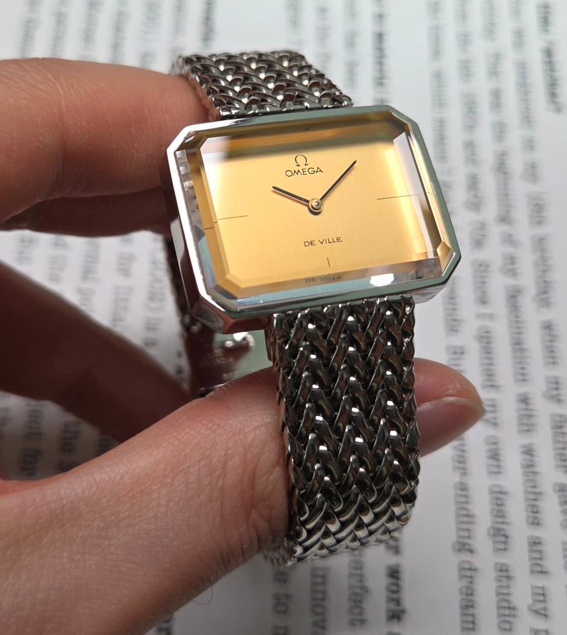 레어] 빈티지 오메가 드빌 사각탱크 샴골판 각유리 남성용 브레이슬릿 ve 상품이미지5
