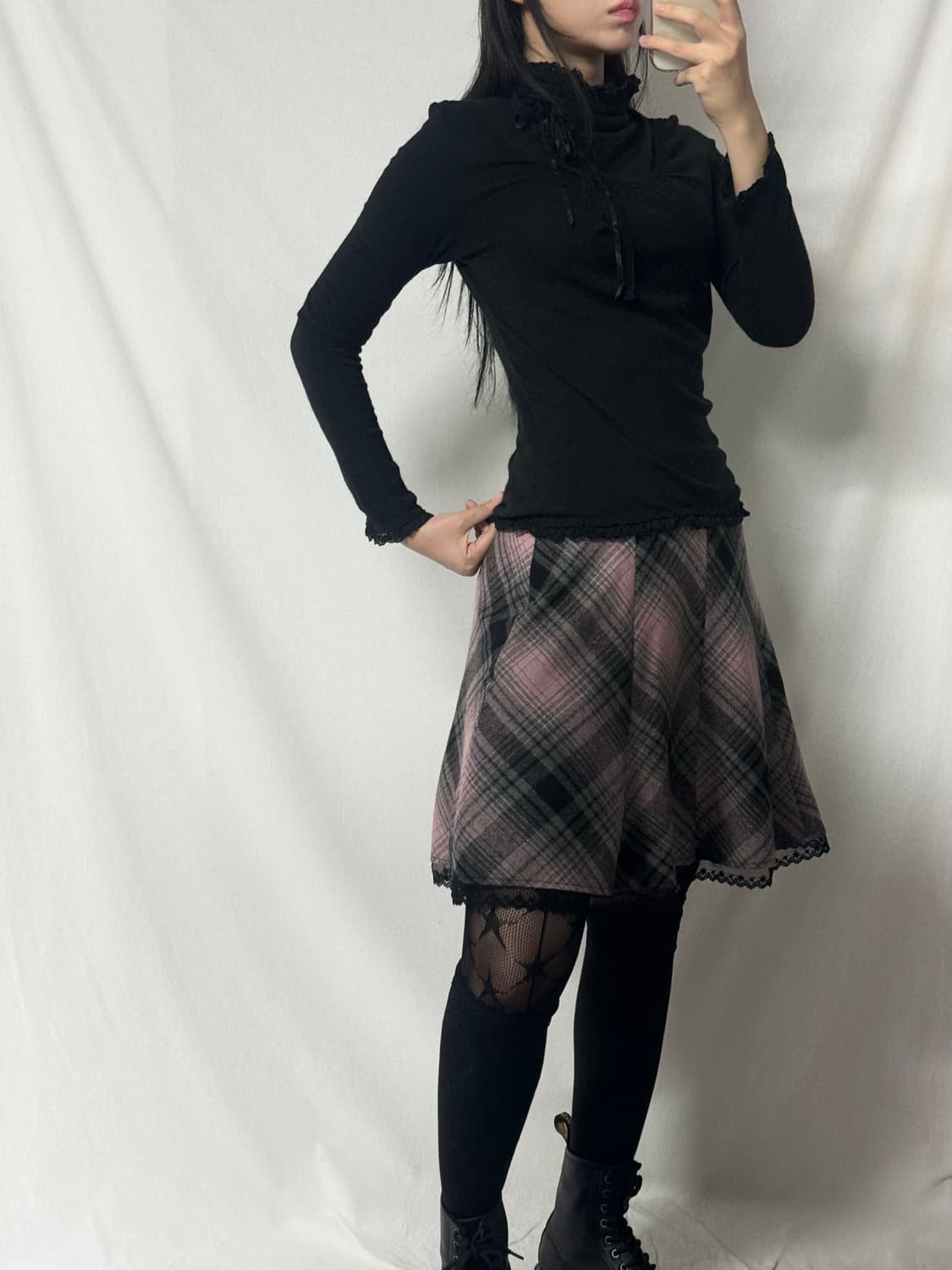 셔링 레이스 타이 폴라넥 티 상품이미지8