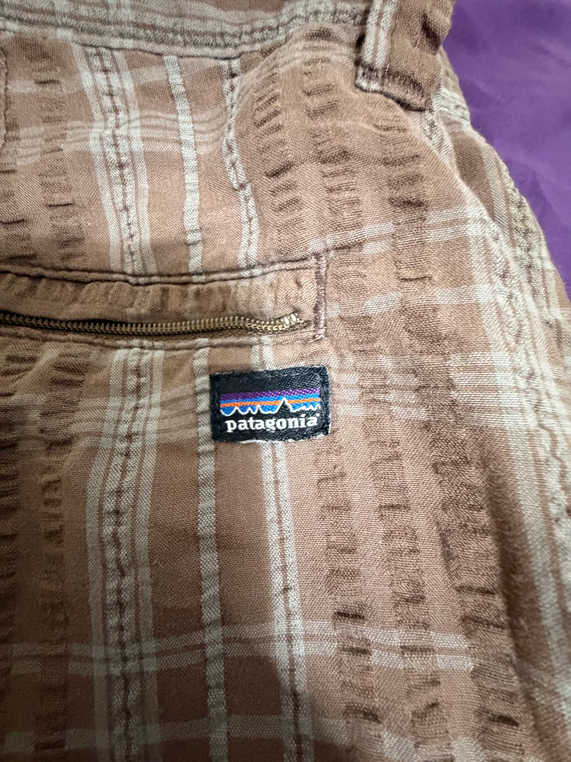 파타고니아 시어서커 체크 반바지 브라운 36 상품이미지3