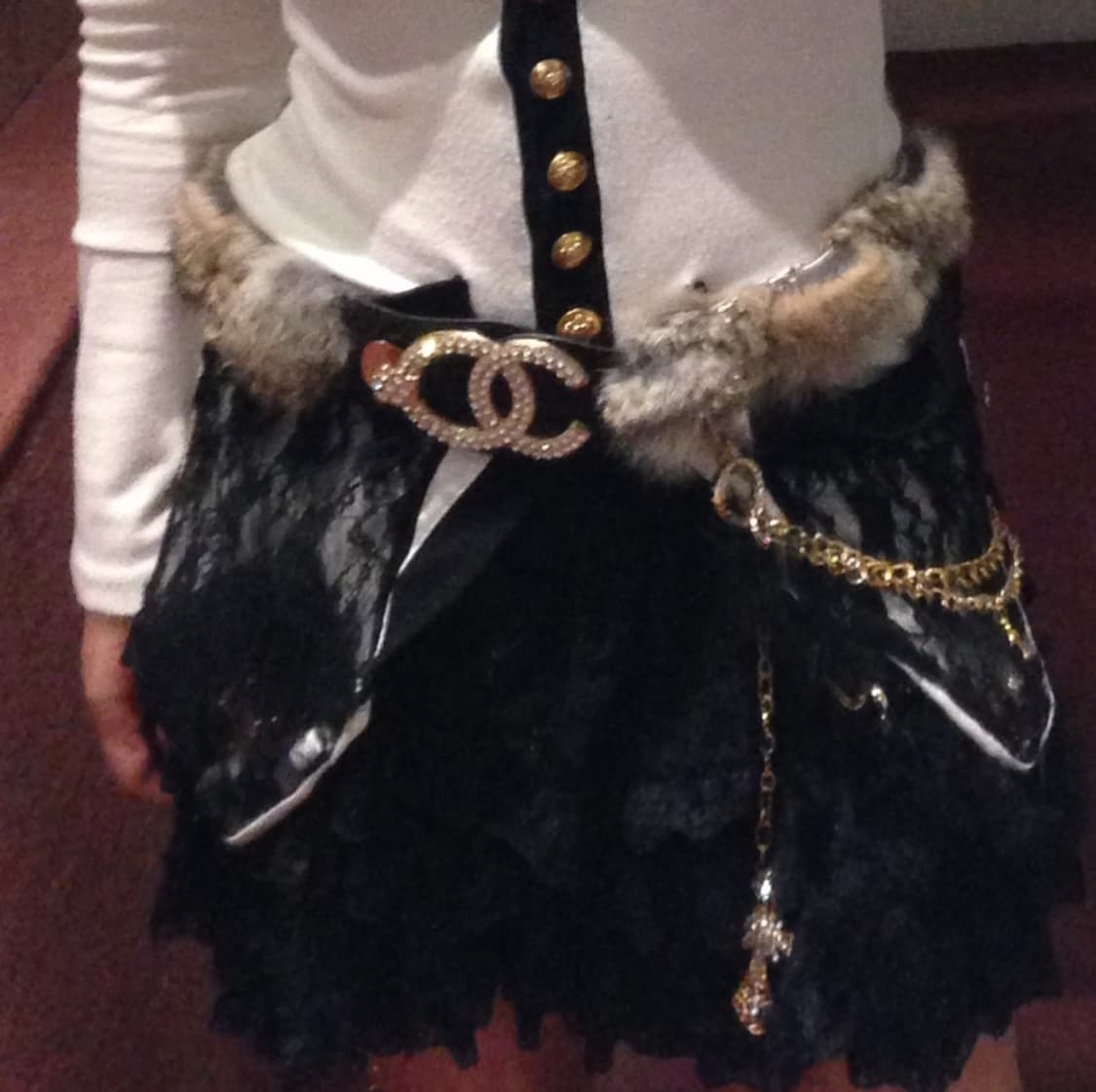 d.i.a.깔 퍼 벨트 오네갸루 골드 십자가 챰 다이아 블랙 가죽 빈티지 상품이미지3