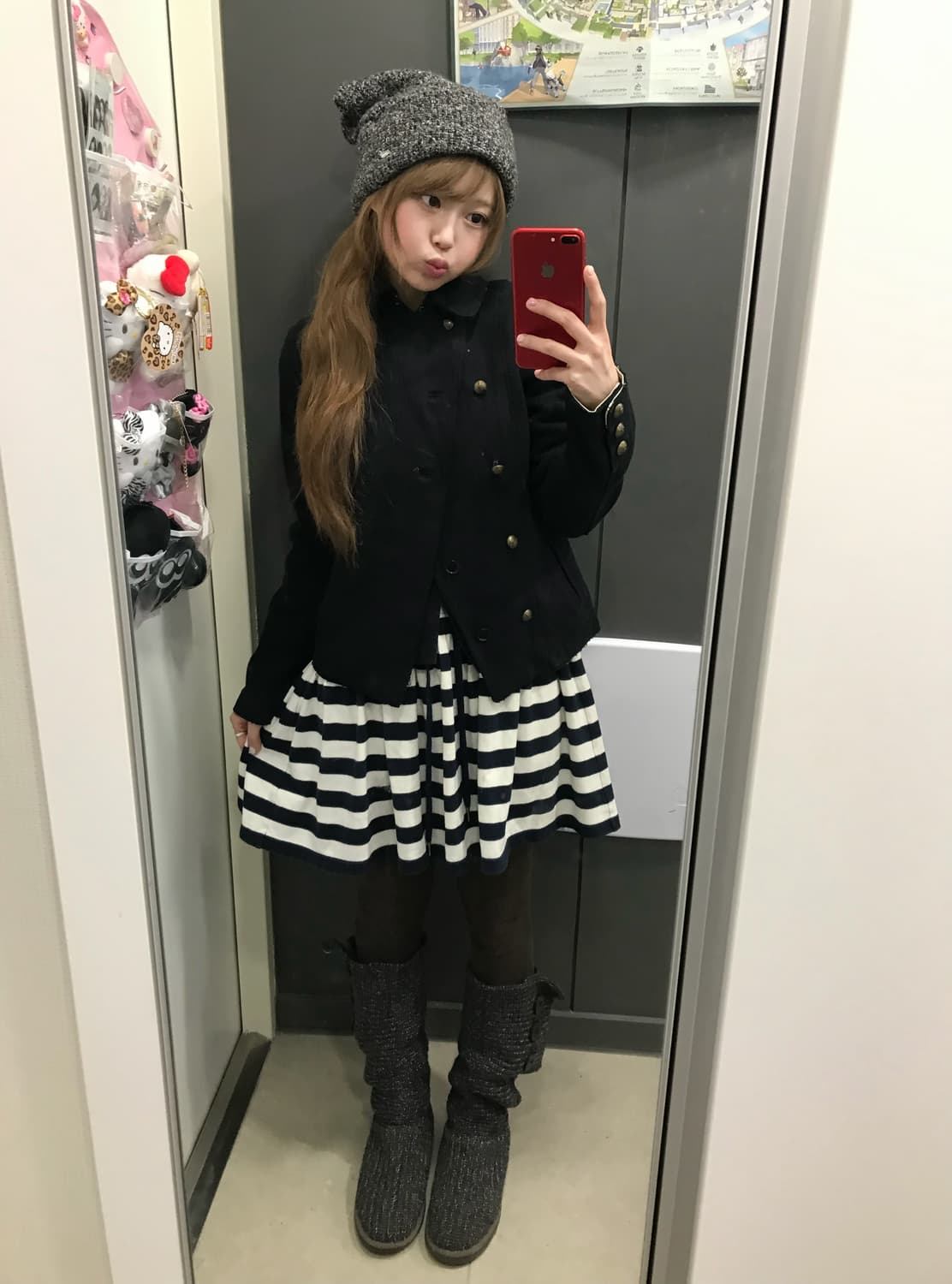 네이비 버버리 니혼진 원피스 숏 트렌치 코트 코디세트 상품이미지1