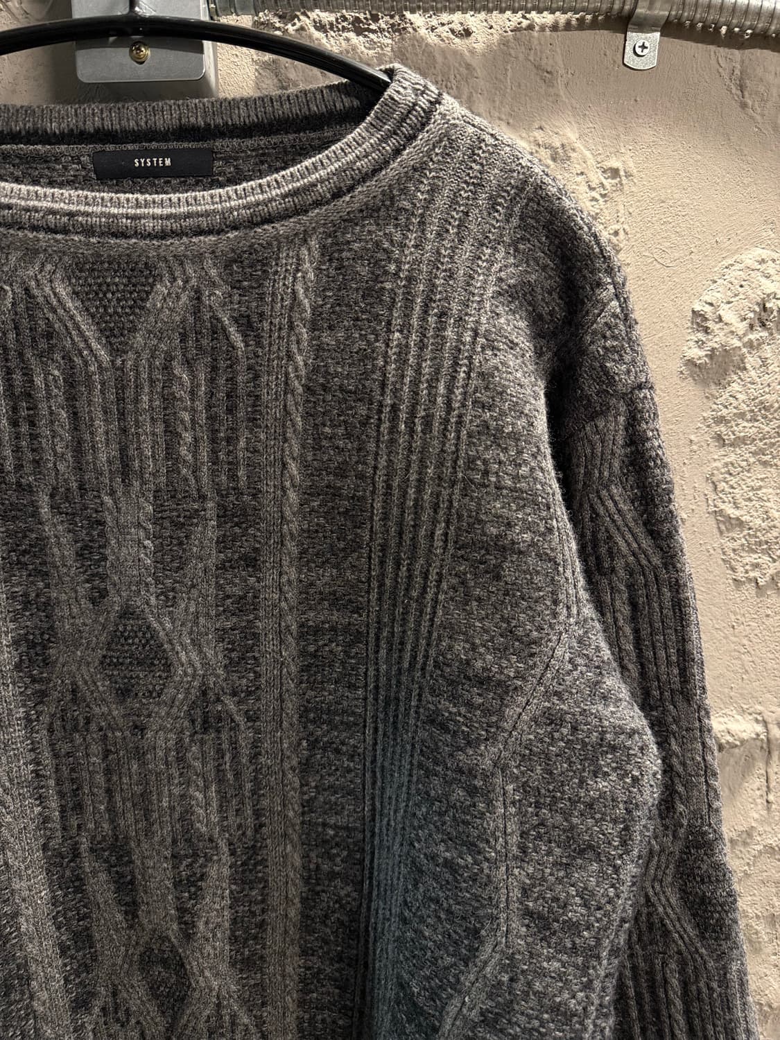90 시스템 SYSTEM 케이블 니트 스웨터 그레이 상품이미지3