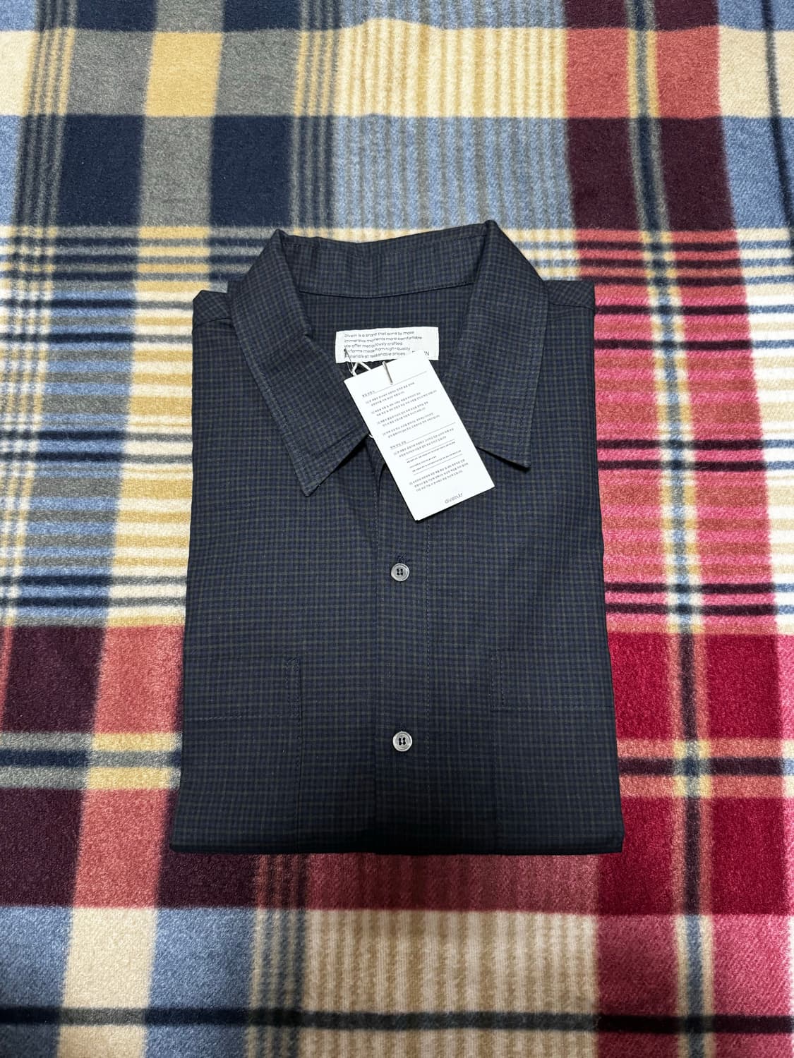 새상품) 다이브인 반팔 체크 셔츠 (네이비,2) 상품이미지2