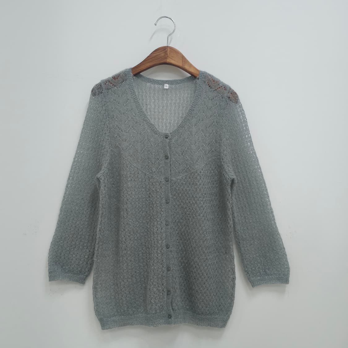 모헤어 혼방 레이스 펀칭 시스루 가디건 상품이미지1