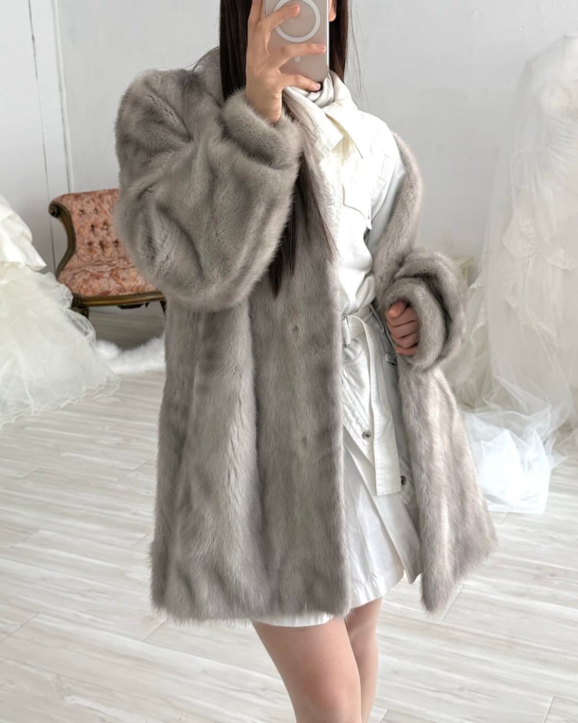 Saga fox mute sapphire mink fur jacket 상품이미지4