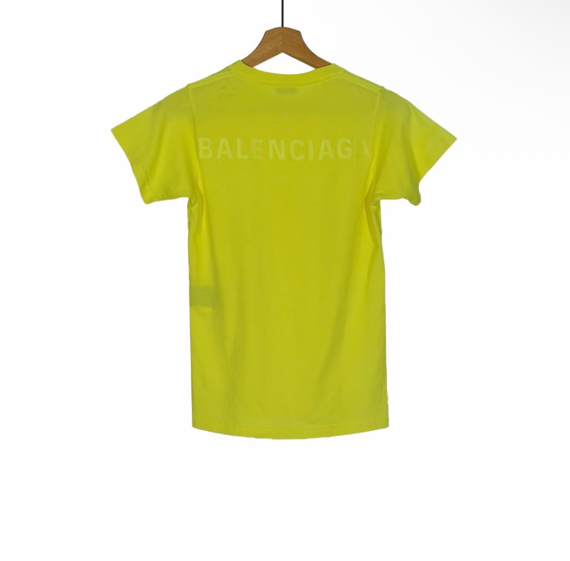 [XS] 발렌시아가 여성 자수 로고 백로고 반팔 티셔츠 형광 옐로우 상품이미지1