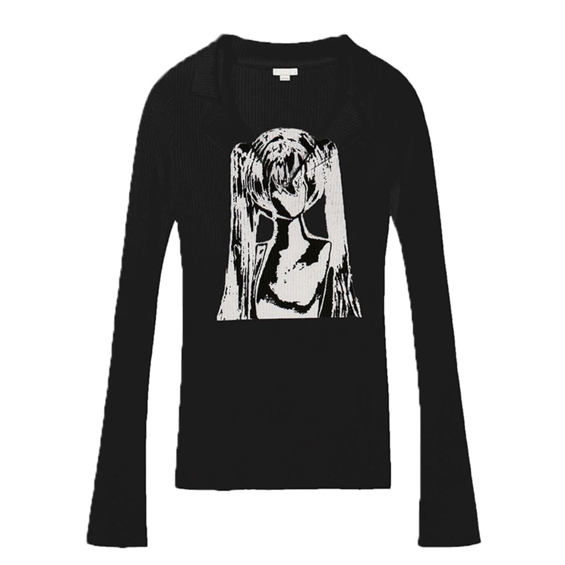 본네 카라 그래픽 탑 블랙 상품이미지1