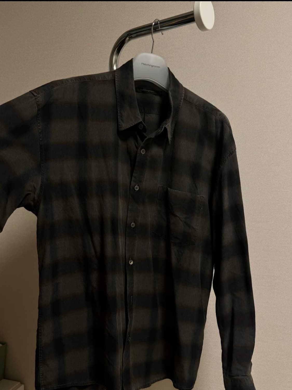 해칭룸 다이드 클래식 셔츠 3사이즈 브라운 네이비 상품이미지5