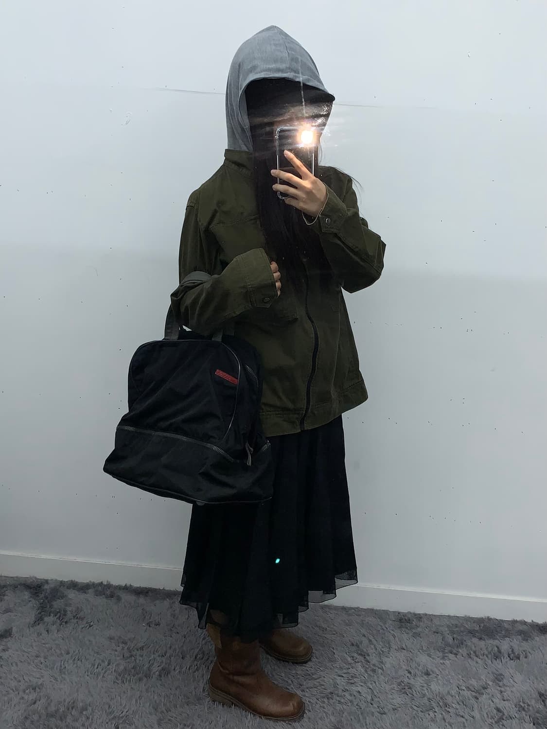 블랙 디테일 롱스커트 상품이미지4