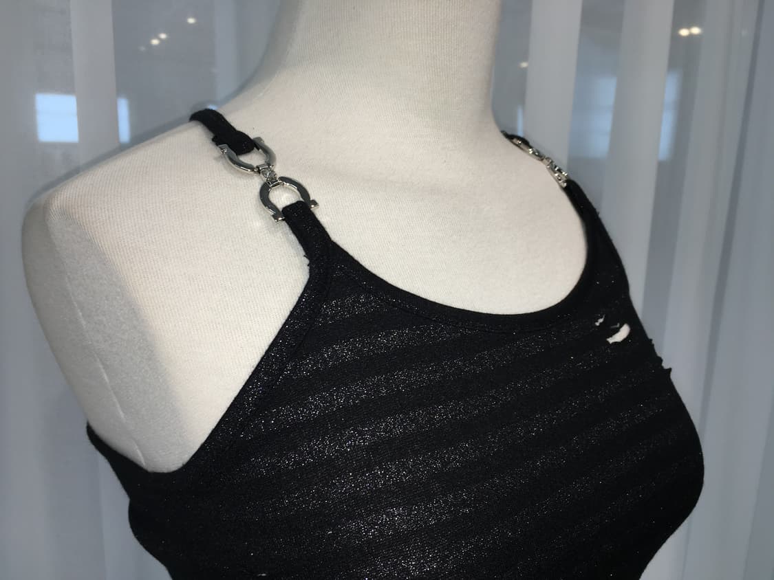 Striped Chain Damaging Sleeveless 상품이미지3