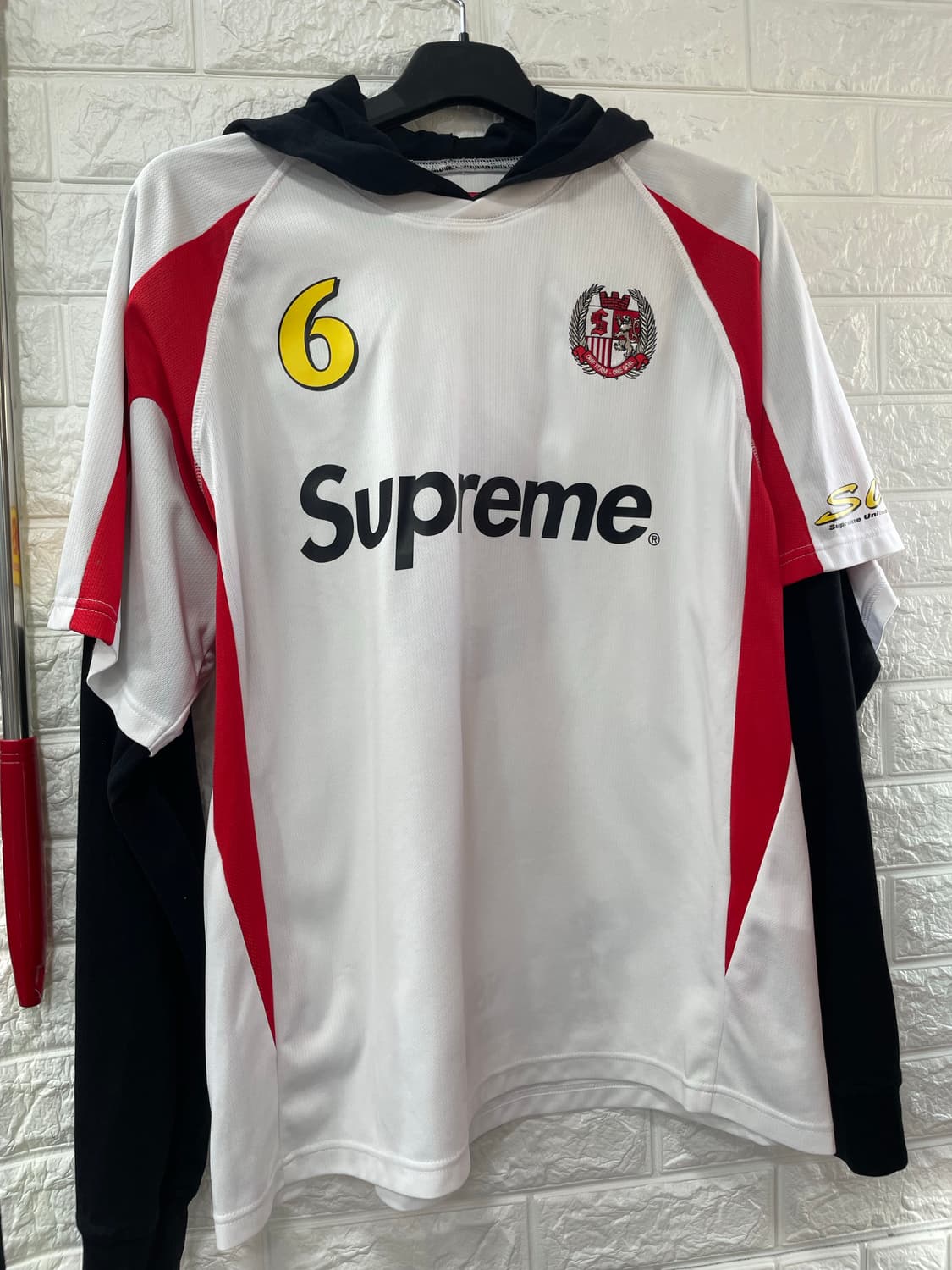 슈프림 후드 사커 저지 화이트 M 상품이미지1