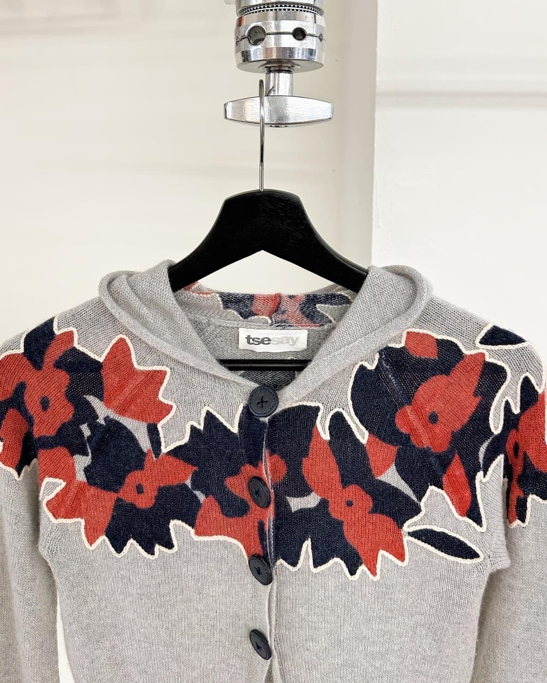 빈티지 tsesay 그레이 플라워패턴 캐시미어 가디건 상품이미지2