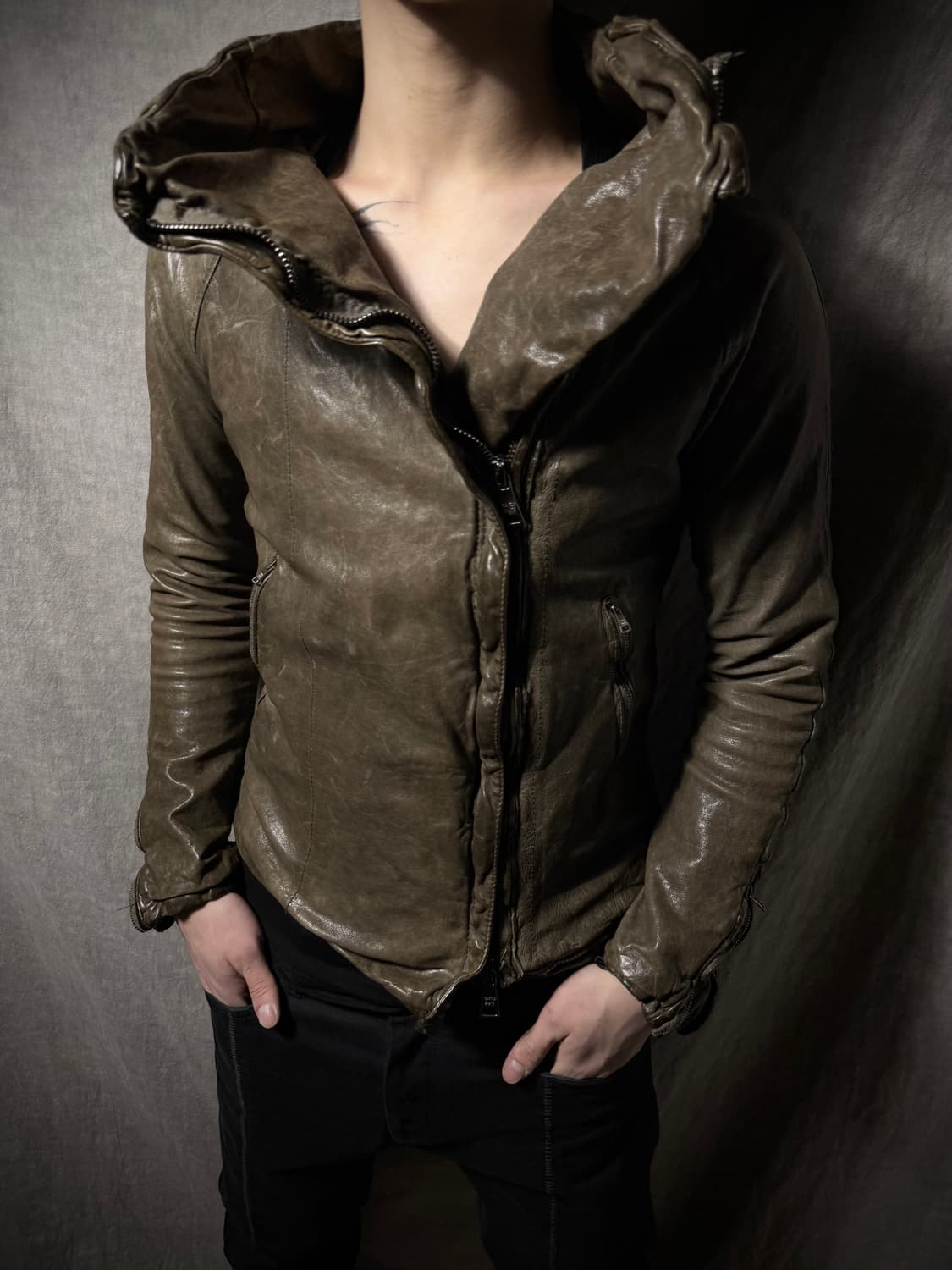GIORGIO BRATO High Neck Leather Jacket 상품이미지1