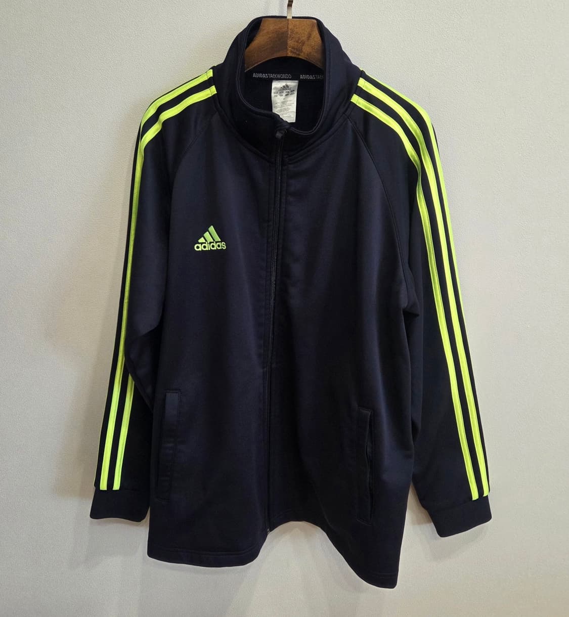 아디다스 네이비 형광 삼선 트랙 자켓 M 상품이미지1