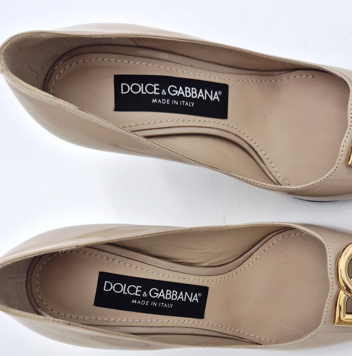 돌체앤가바나 DG 로고 페이던트 펌프스 힐 35.5 베이지 상품이미지4