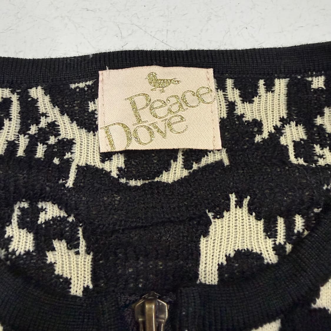 블랙 베이지 다마스크 패턴 코튼 가디건 집업 상품이미지3