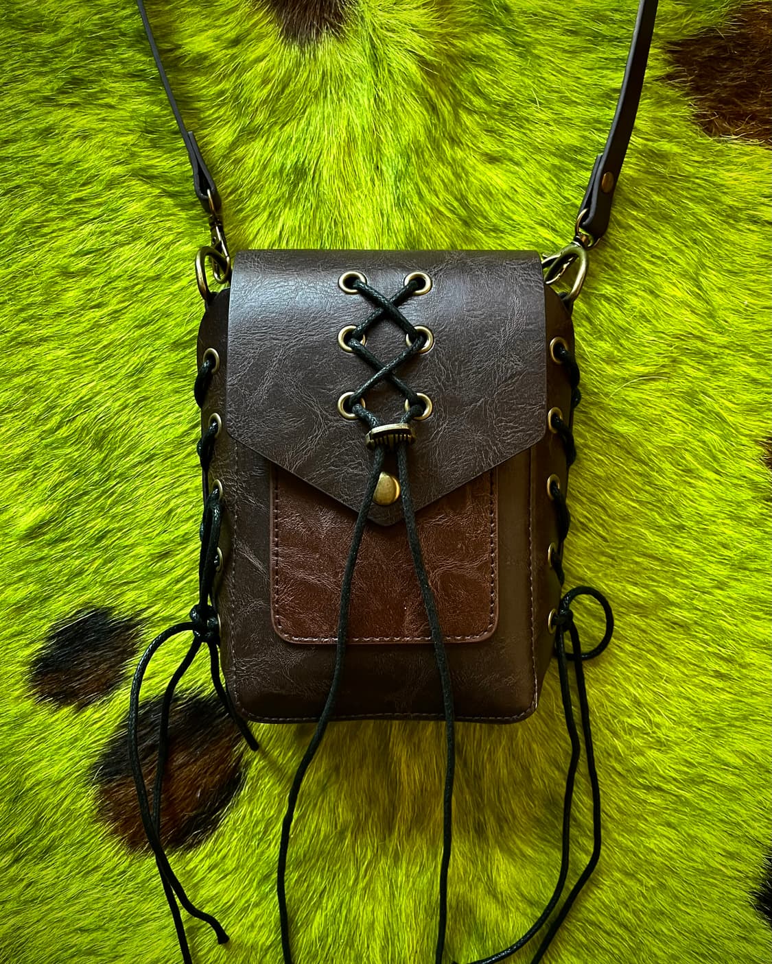 JPN Vintage Lace-up Motor Leather Bag 상품이미지4