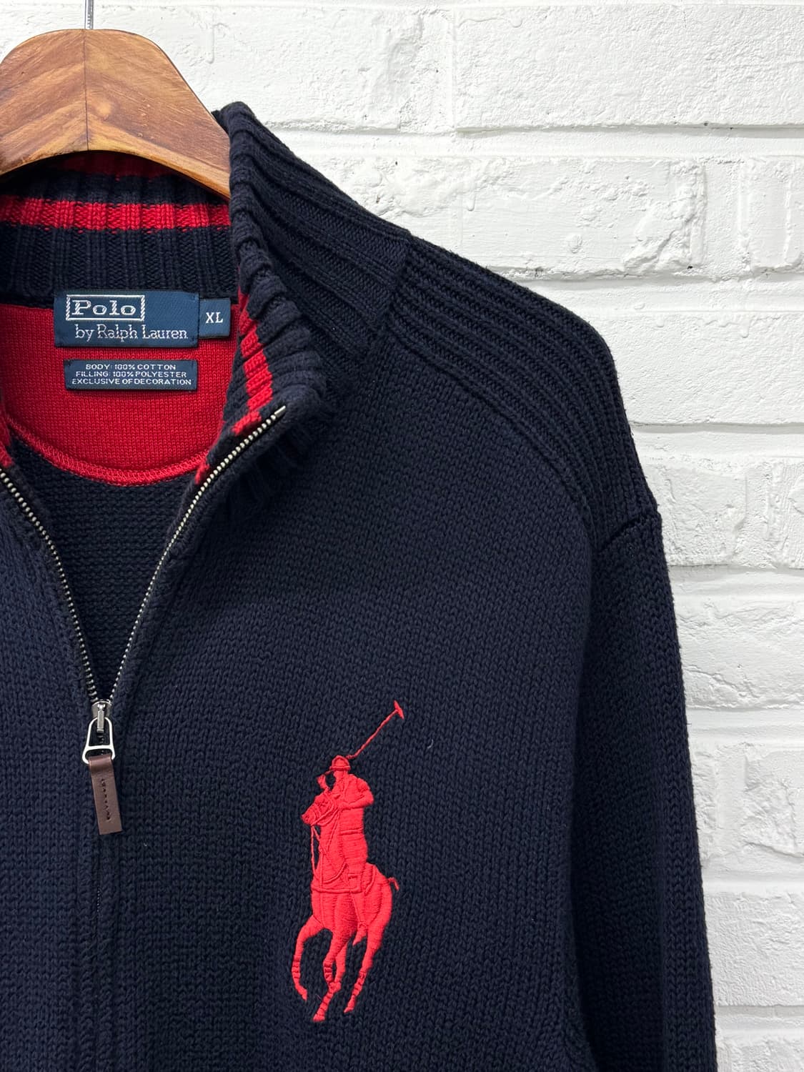 폴로 네이비 레드 빅포니 투웨이 니트 가디건 상품이미지5