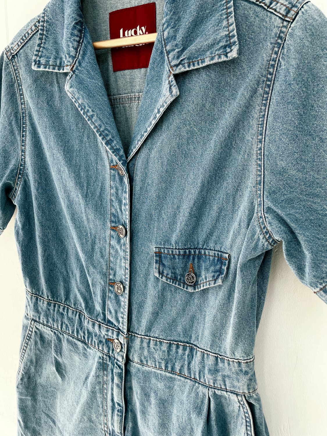 럭키마르쉐 데님 반팔 점프수트 상품이미지5