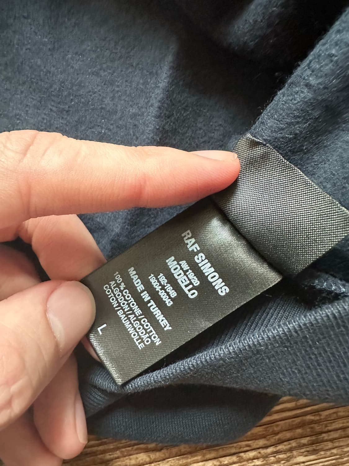 [L] 라프시몬스 19AW 일루션 후드 다크 네이비 새상품 상품이미지8