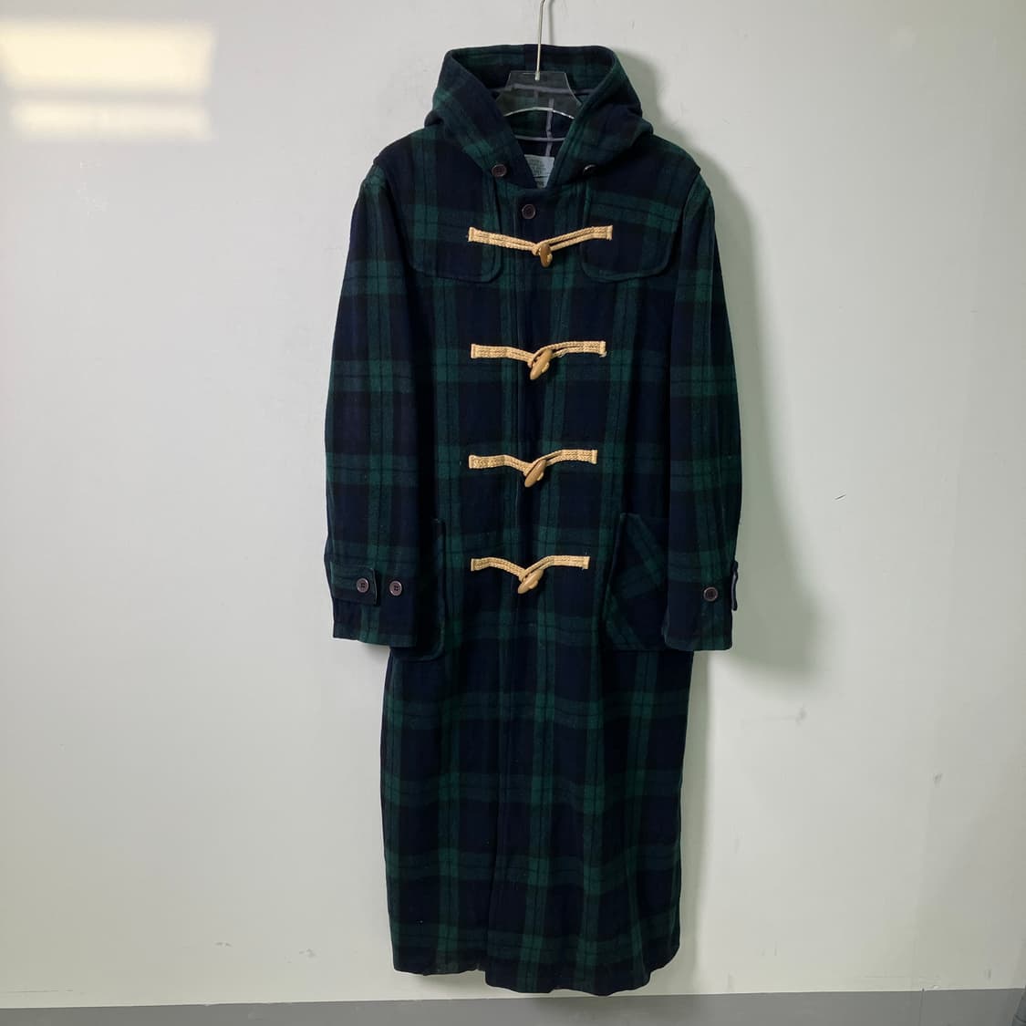 Double Shock 체크 울 더플 롱코트 L 상품이미지1